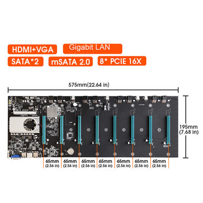 Celeron 1037U 8 Gpu Mining Rig Motherboard 8 PCIE 16X 65mm Spacing